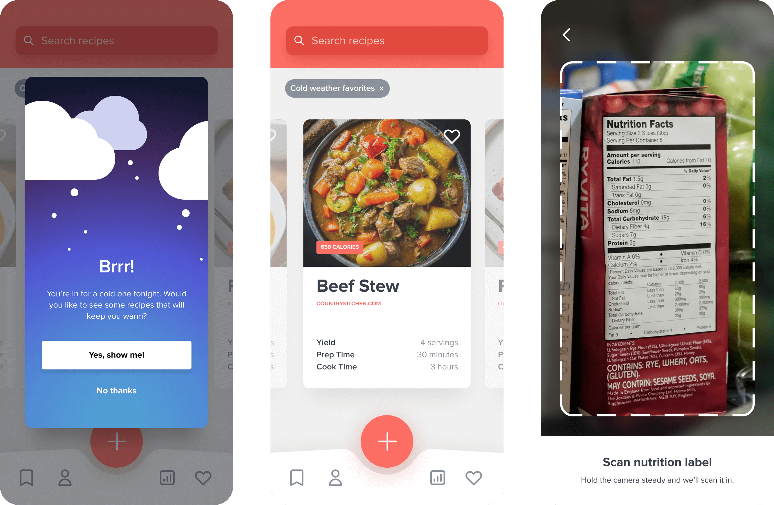 An app that recommends recipes based on weather patterns and other data.